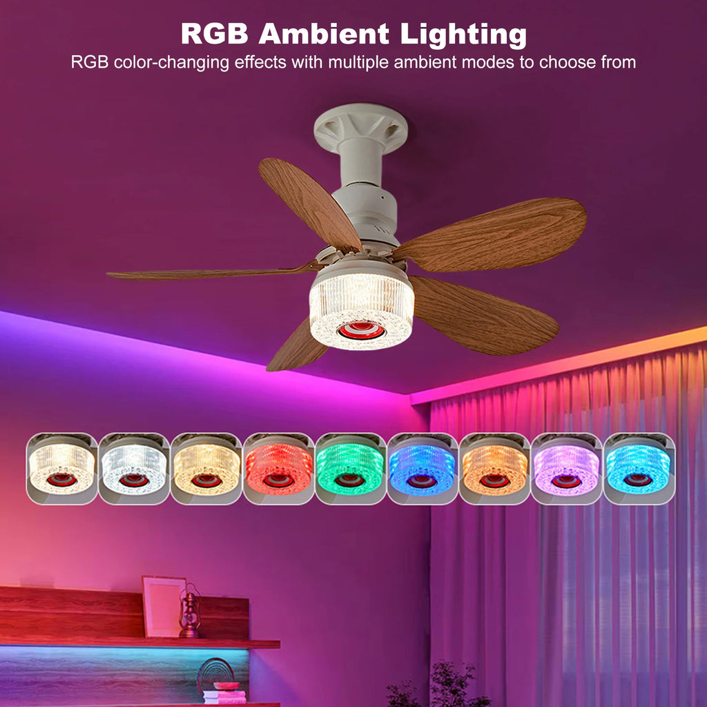 3 In 1 Remote Control Small Fans Lights Timing Quiet Fans Light Intelligent Silent Blower Lamp for Living Room/Bedroom/Attic Vue