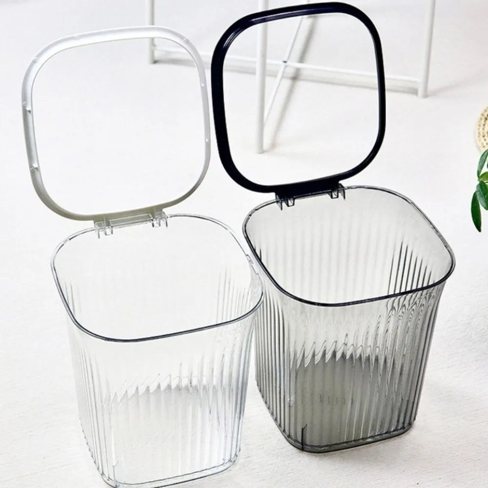 Thicken Transparent Trash Can Luxury Large Capacity Trash Basket Home Supplies Garbage Classification Stripe Garbage Container Vue