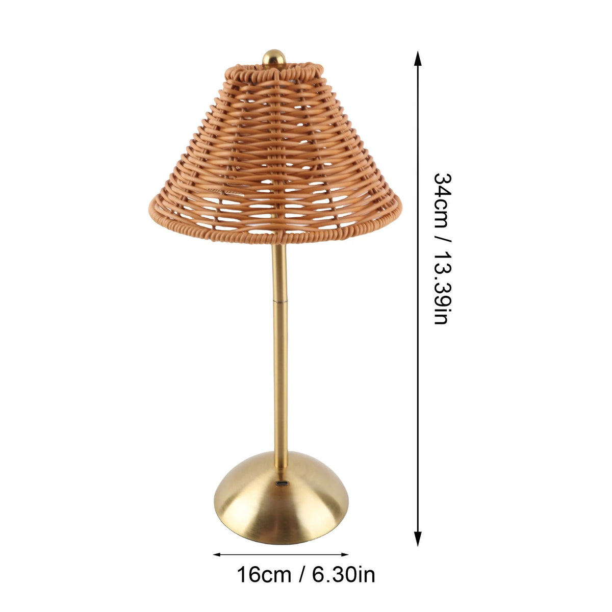 Cordless Boho Rattan Table Lamp PC Rattan Weaving Eye Care Compact LED Rechargeable Reading Light Energy Saving for Restaurant Vue