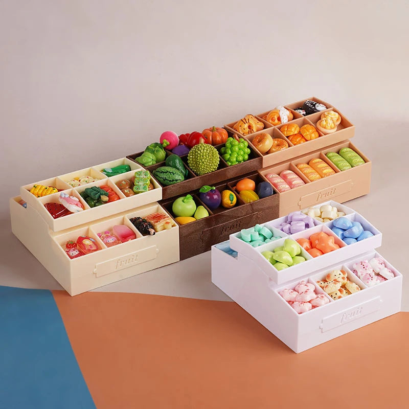 1PCS 1:12 Dollhouse Miniature Simulation Fruit Snack Stand Furniture Home Model Decor Toy Doll House Accessories Vue