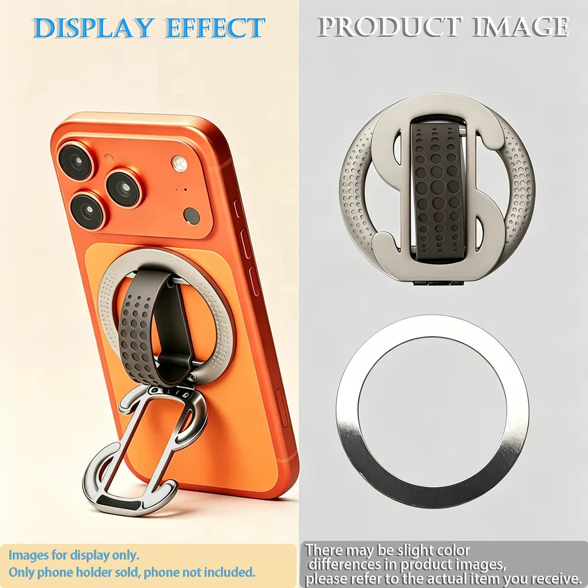 Magnetic Ring iPhone Holder For MagSafe Grip Simplicity Rotation for Phone Foldable Bracket Vue Sliver