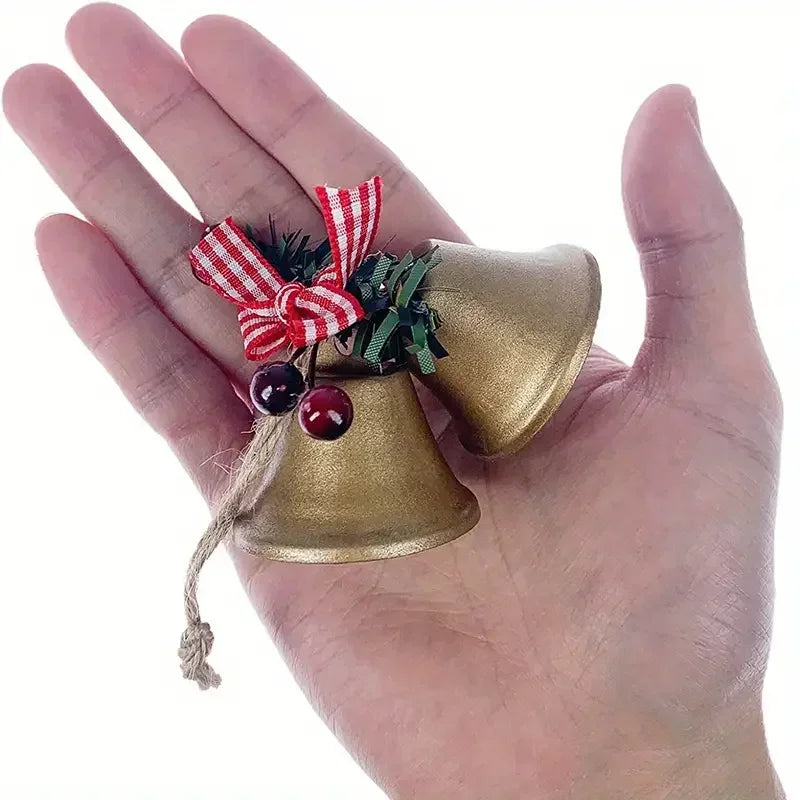 Christmas Bell Ornament Festive Double Horn Pendant for Holiday Tree and Shop Window Decoration DIY Accessory Party Supplies Vue
