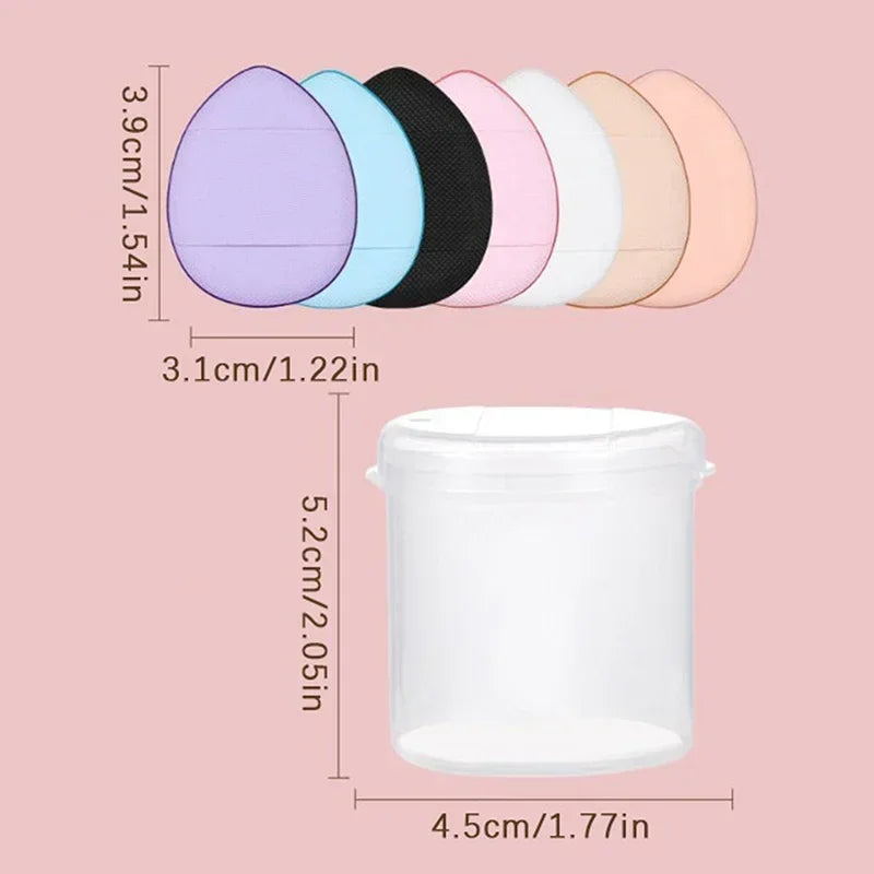 6PCS Foundation With Storage Face Concealer BB Mini Finger Puff Box Cream Cosmetic Applicator Makeup Air Cushion Powder Sponge Vue