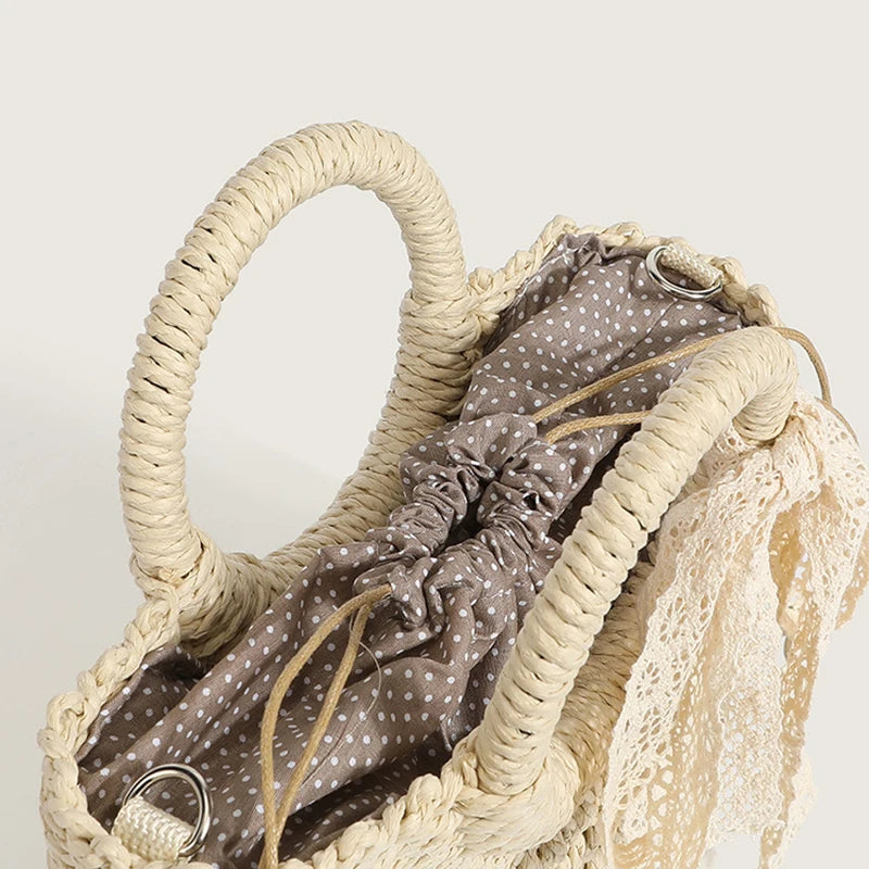 Summer Straw Beach Bag Hand-woven Women Handbag Fashion Basket