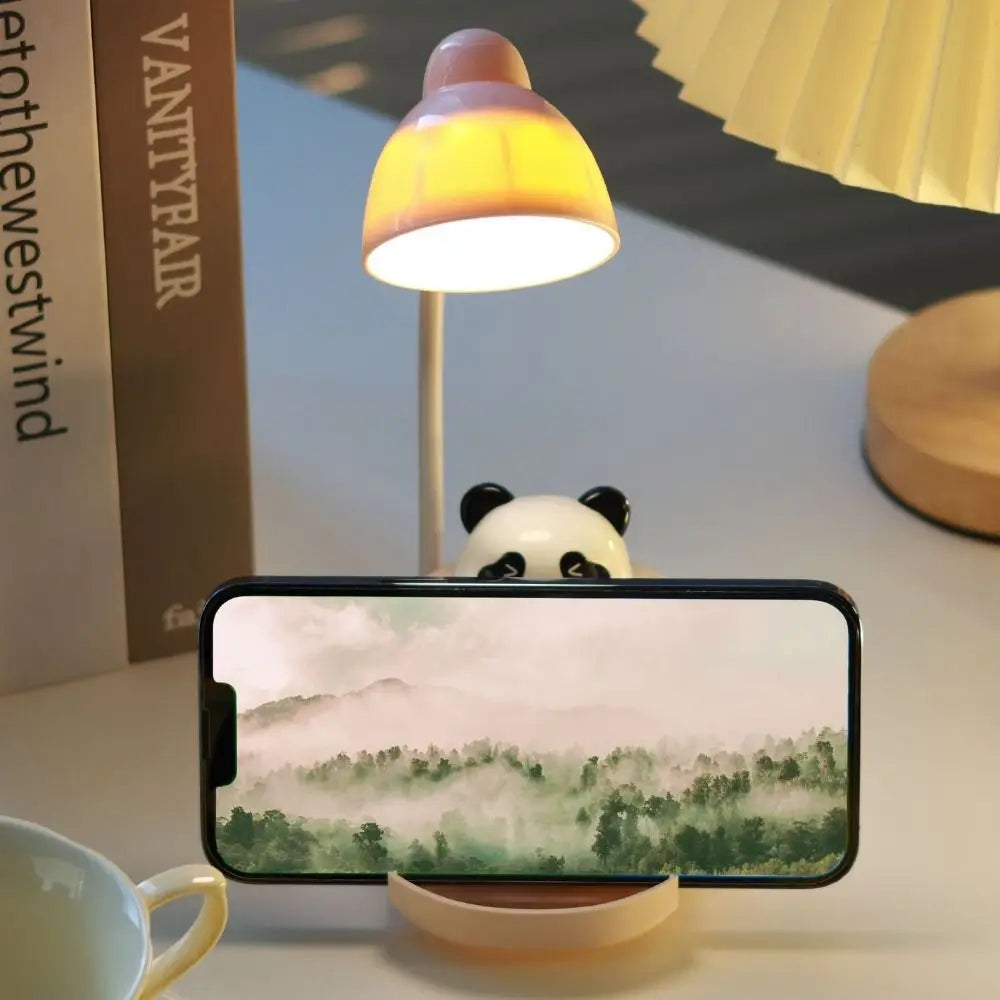 Chargeable Sofa Panda Nightlight Ornament USB-C 360° Adjustable Panda Mobile Phone Bracket Cartoon Children's Sleep Light Vue