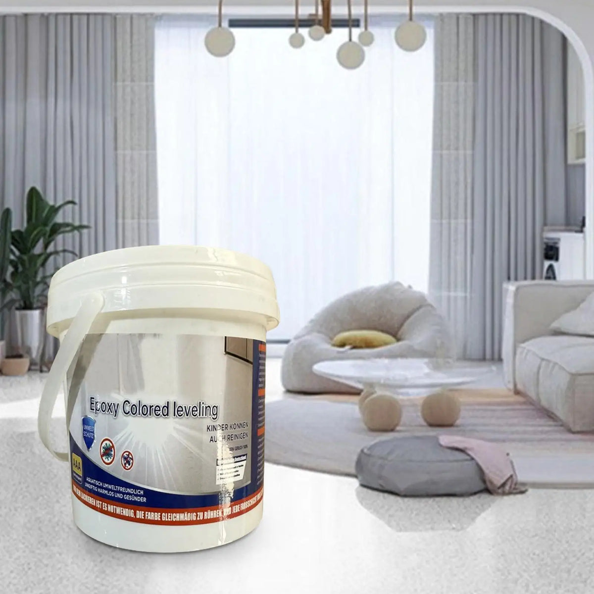 Self-Leveling Epoxy Floor Coating Kit - Water-Based High Gloss Paint Waterproof for Refinishing Tile, Wood & Concrete Floors Vue