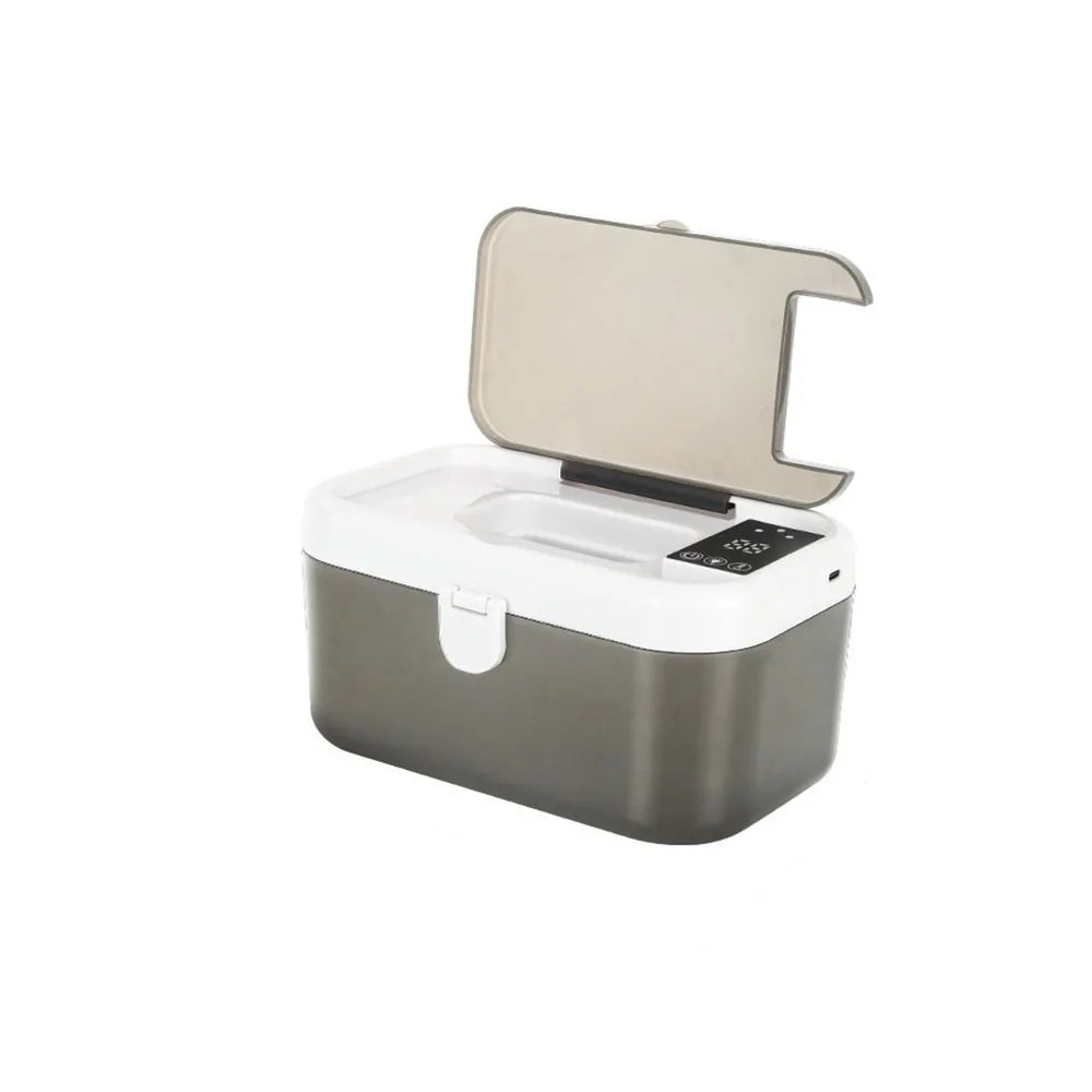 Quick Heating Baby Wipe Warmer Case Digital Display Small Wet Towel Dispenser USB Charging Dispenser Car Napkin Heating Box Vue White