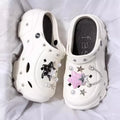 Women's Charm Clog Platform Sandals – Lightweight EVA Slip-On Platform Clog Sandals Vue B-Beige 34-35 China Mainland