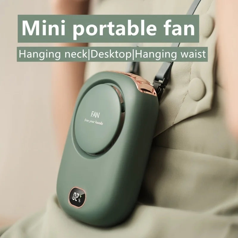 Portable Lazy Hanging Neck Fan Mini Bladeless Waist Clip Fans 2000mAh USB Rechargeable Mute Outdoor Sports 3 Gear Cooling Fan Vue