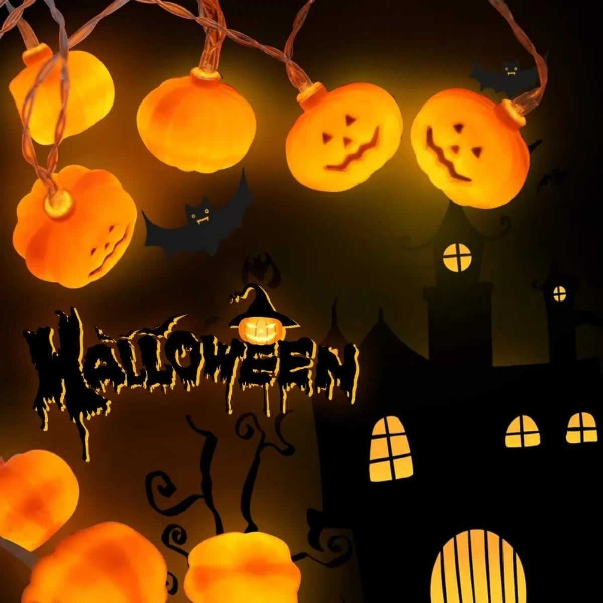 Waterproof Halloween Pumpkin Fairy String Lights Battery Powered Warm Glowing Ornament Lamp Perfect For Home Holiday Party Decor Vue