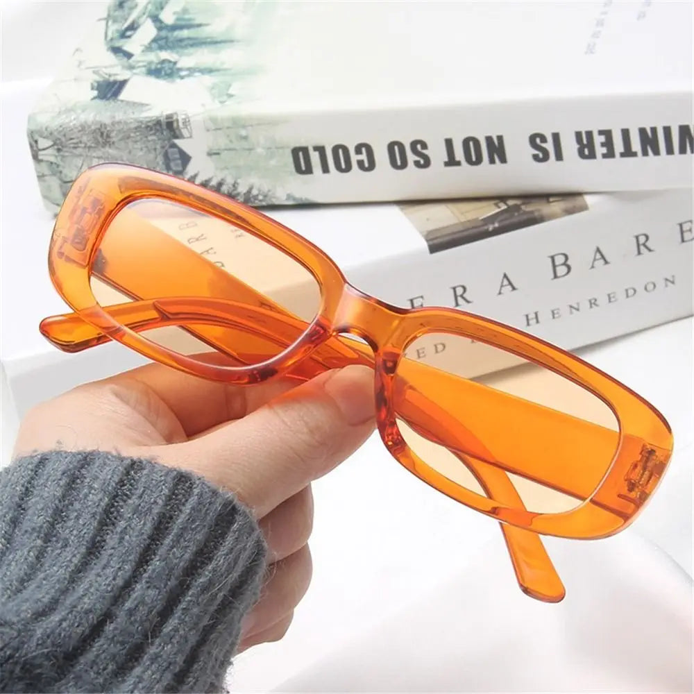 Trendy Narrow Square Frame Y2K Sun Glasses Candy UV400 Protection