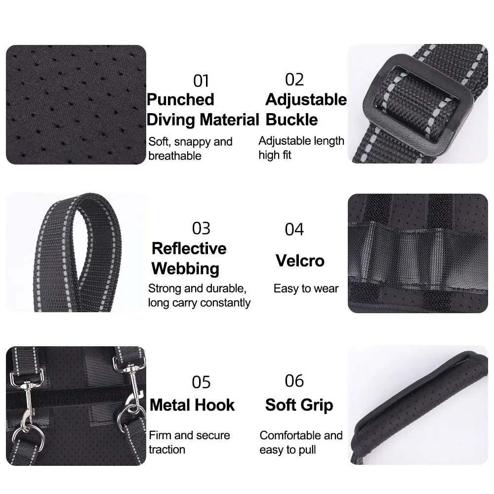 Legs Hip Support Dog Lift Harness Adjustable Black Pet Aid Assist Tool Breathable Soft Padded Dog Rear Leg Support Vue