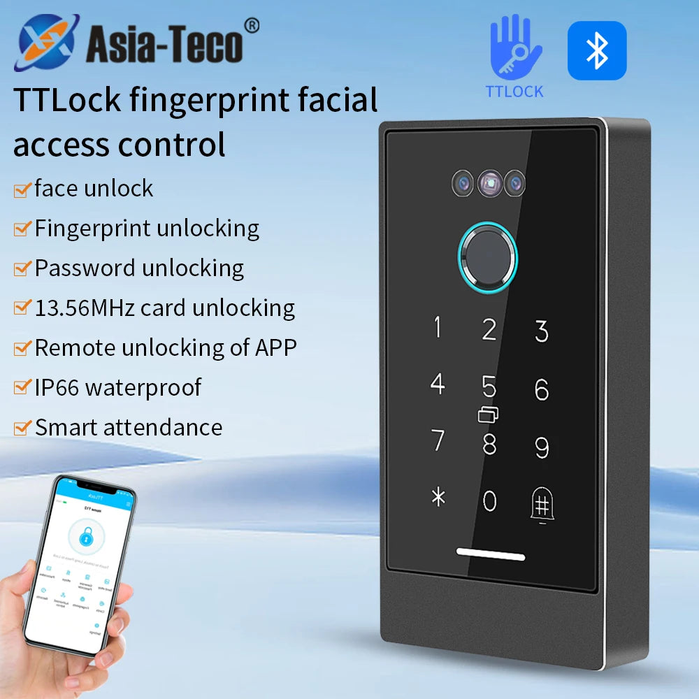 TTLOCK Biometric Time Attendance System Fingerprint Scanner Facial Recognition Rfid Access Control Keypad With Cloud Pc Software Vue