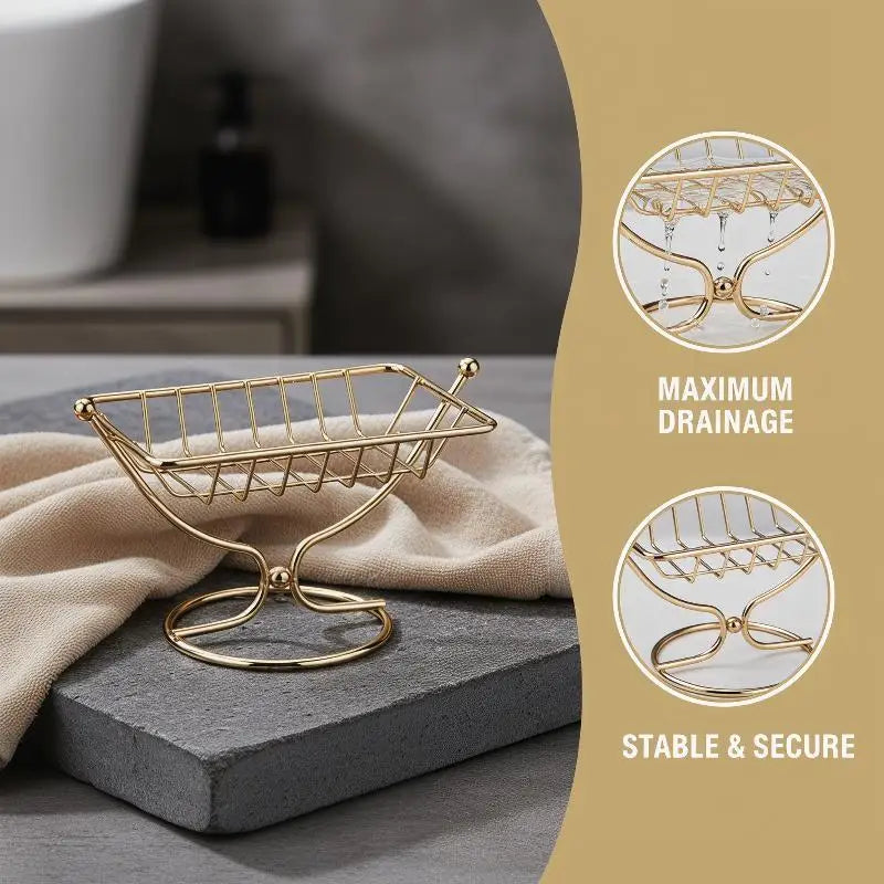 Square Metal Soap Dish Holder Rustproof Wire Soap Rack Creative Draining Soap Holder For Bathroom Kitchen Countertop Vue