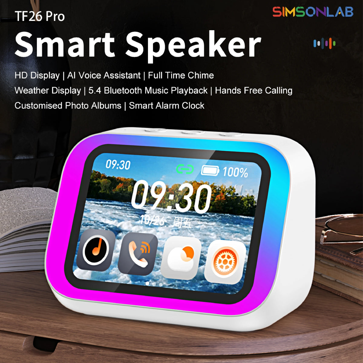 2026 New Smart Speaker with Screen Display Multifunctional Voice Assistant Great Bluetooth Intelligent Home Hub Photo Album Gift Vue