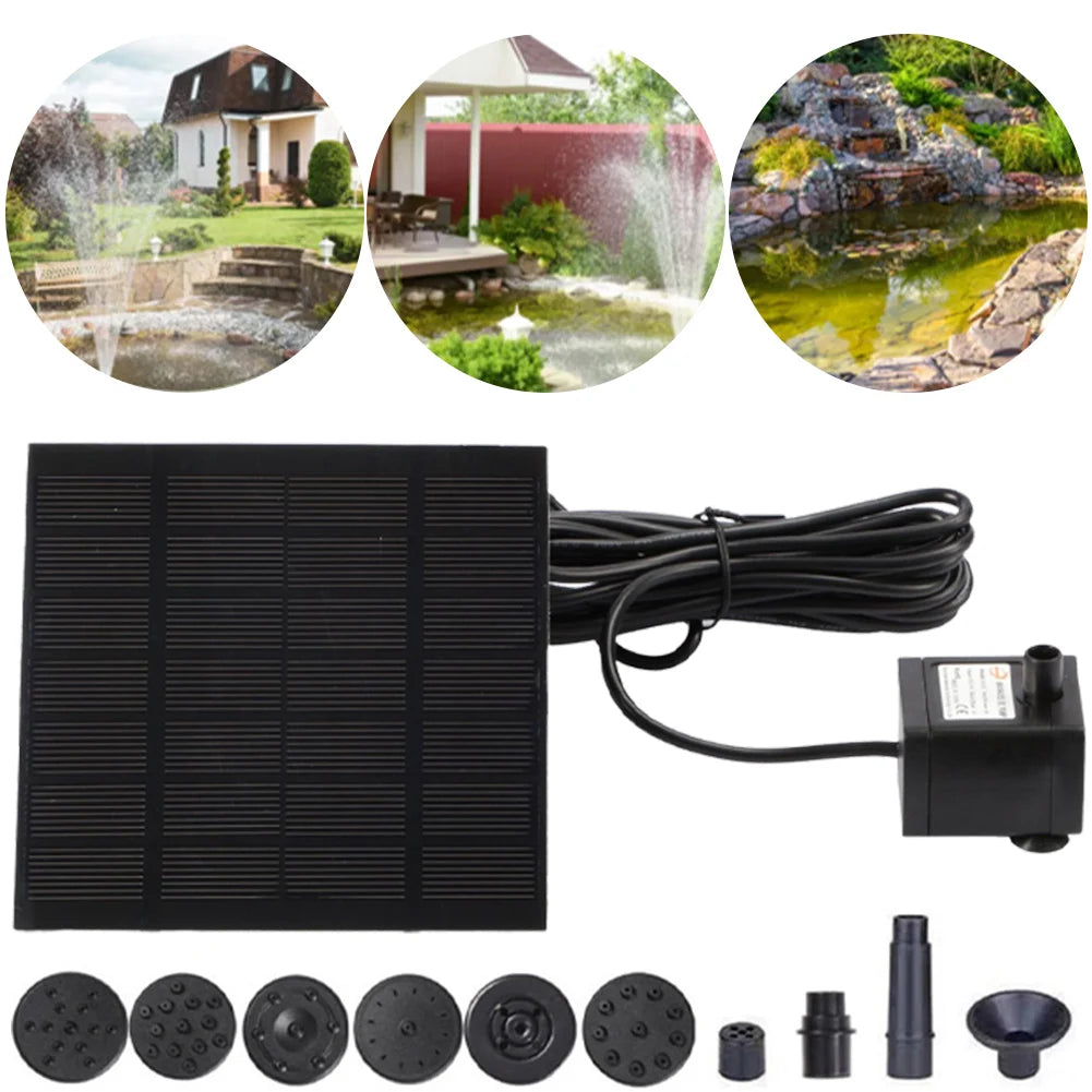 1.2W Solar Fountain Pump | 6 Nozzles, 200L/h, 110cm Lift Solar Fountain Pump Vue