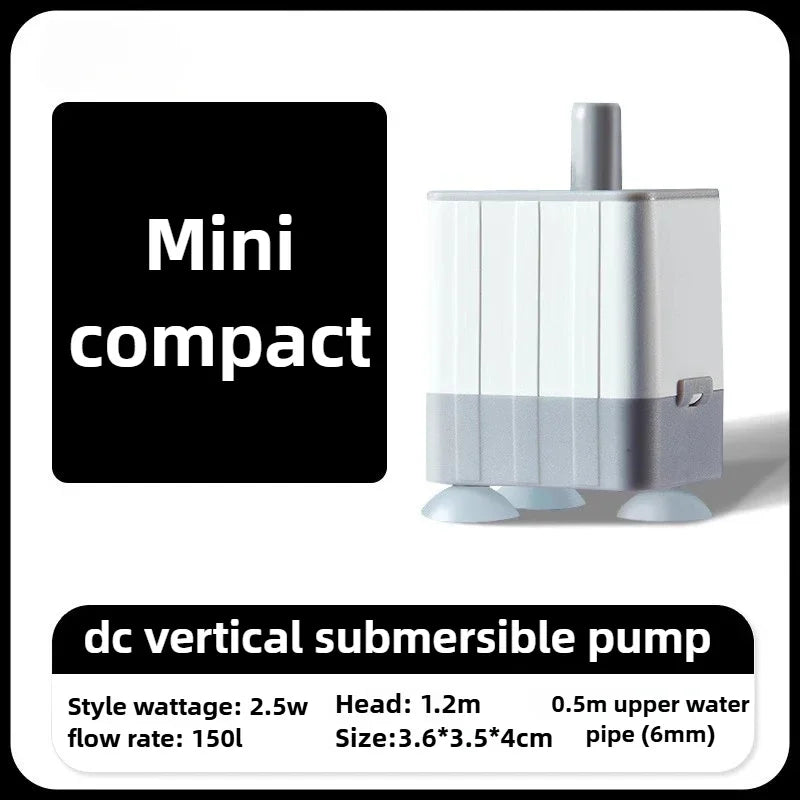 Mini Aquarium Silent Dc Water Pump Turtle Tank Water Pump Filter Fishbowl Small Bottom Suction Pumps Aquariums Cleaning Quiet Vue 2.5W