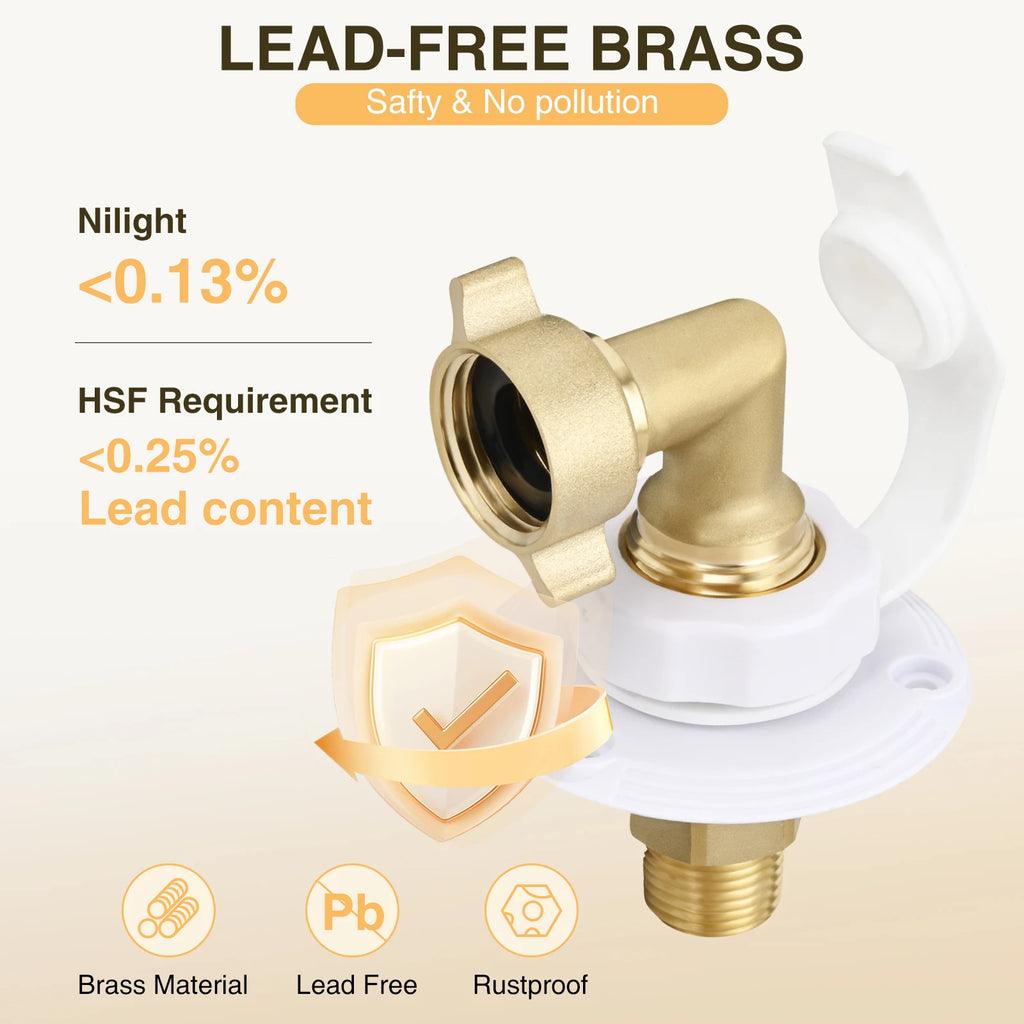 Nilight RV City Water Inlet with Check Valve & 90 Degree Hose Elbow 1/2" NPT Male to 3/4" GHT Female City Water Fill Inlet Flange Connection Fittings Connector Replacement for RV Camper Trailer Marine Vue