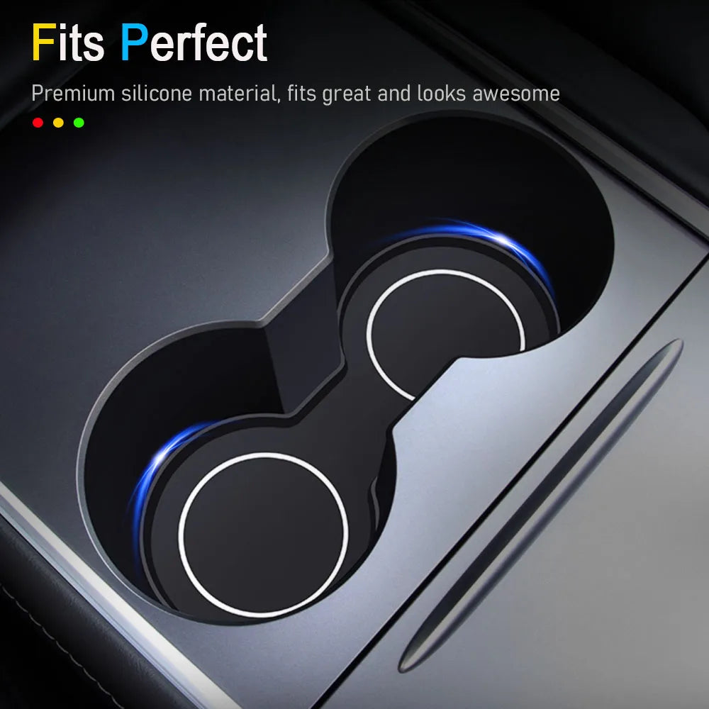For Tesla Model Y Juniper Cup Holder Insert 2025 2026 Model 3 Highland Center Console Cup Coaster Pads Model 3 Model Y Accessory Vue