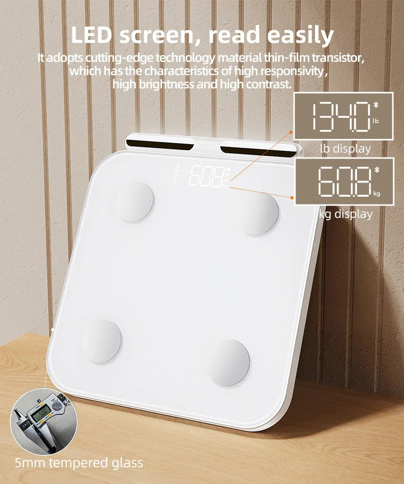 8-Electrode Bluetooth Smart Body Fat Scale, High Precisio Weight Scale, Accurate Body Data Analyzer for Family Personal Health Vue
