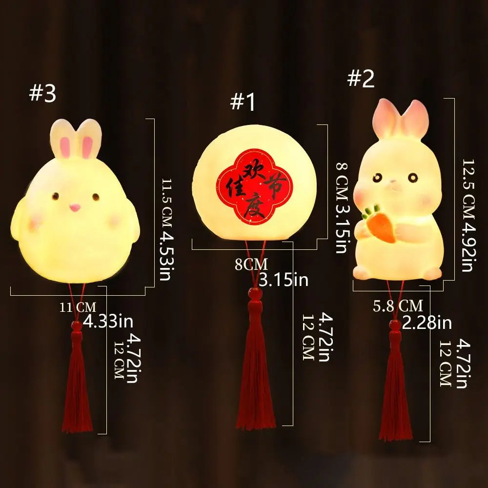 Cartoon Chinese Rabbit Lantern Blessing Handmade Portable Handheld Lamp Traditional Antique Lantern Kindergarten Vue