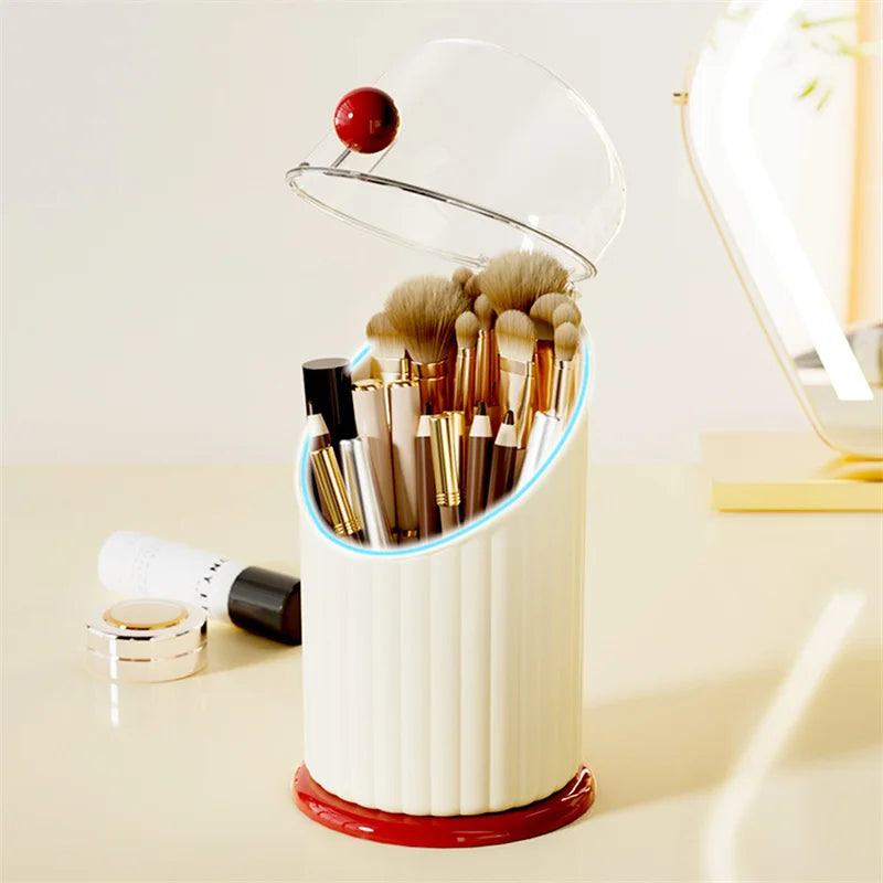 Makeup Brush Storage Box Large Capacity Makeup Brushes Holder With Clear Lid Dustproof Comestic Tools Lipstick Eyebrow Organizer Vue
