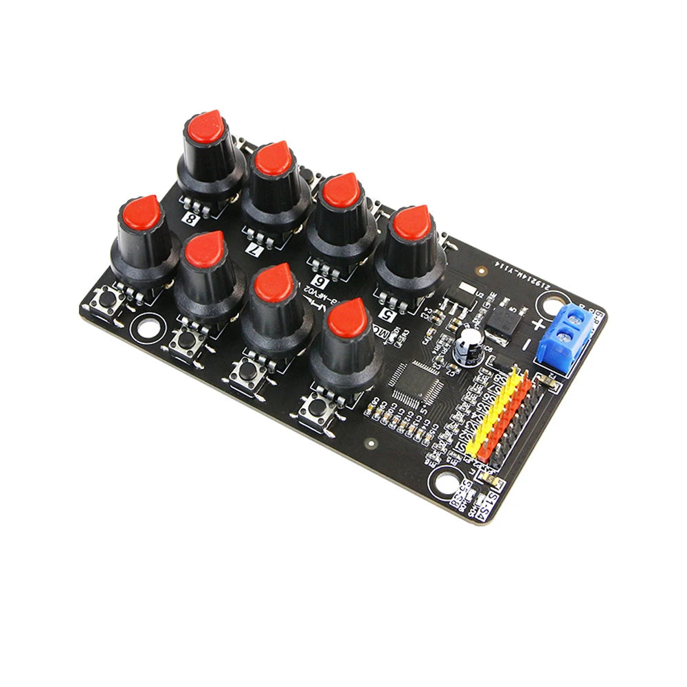 5V-8.4V 8 Channel Servo Control Module Debugging Board Rotary Knob Tester Overcurrent Protection for Steering Gear Robotic Arm Vue