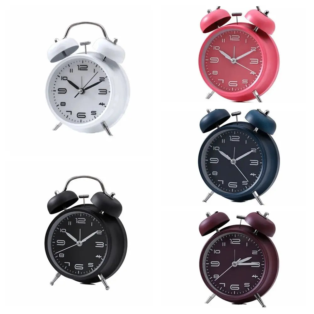 4 Inch Twin Bell Loud Alarm Clock Luminous Non-Ticking Student Alarm Clock Metal Frame Silent Strong Wake-up Table Clock Vue