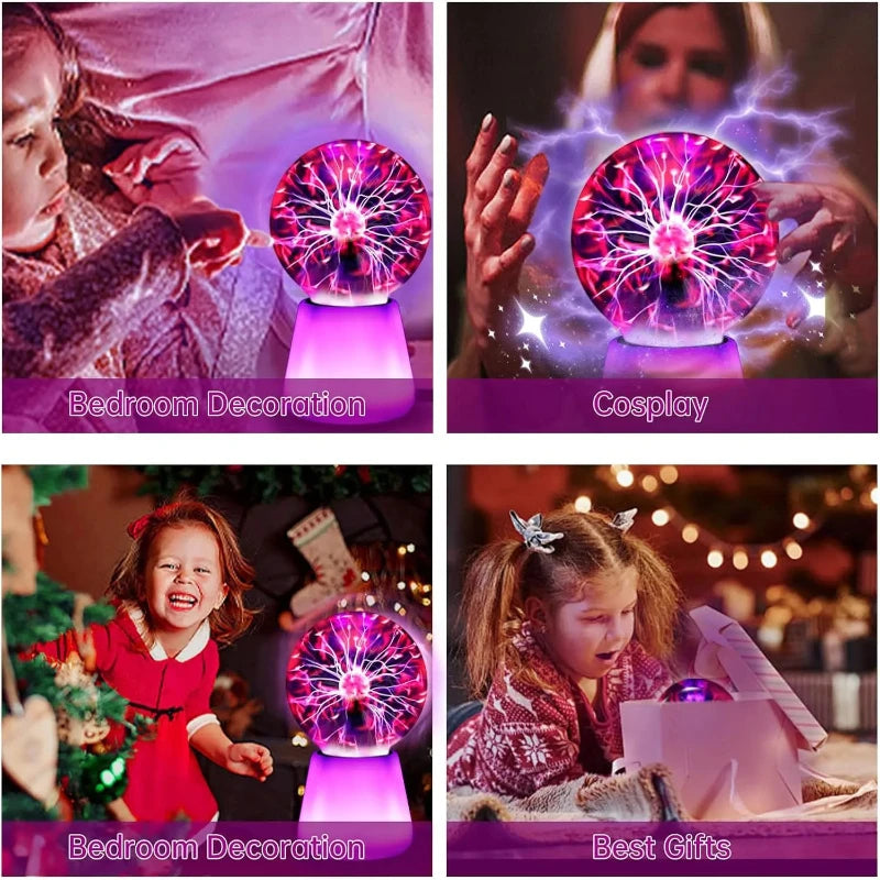 Plasma Ball Lamp Interactive Touch Lightning Globe 3 Inch Fun Lamp USB Powered 7 Color Changing Lights Mood Lighting Party Prop Vue