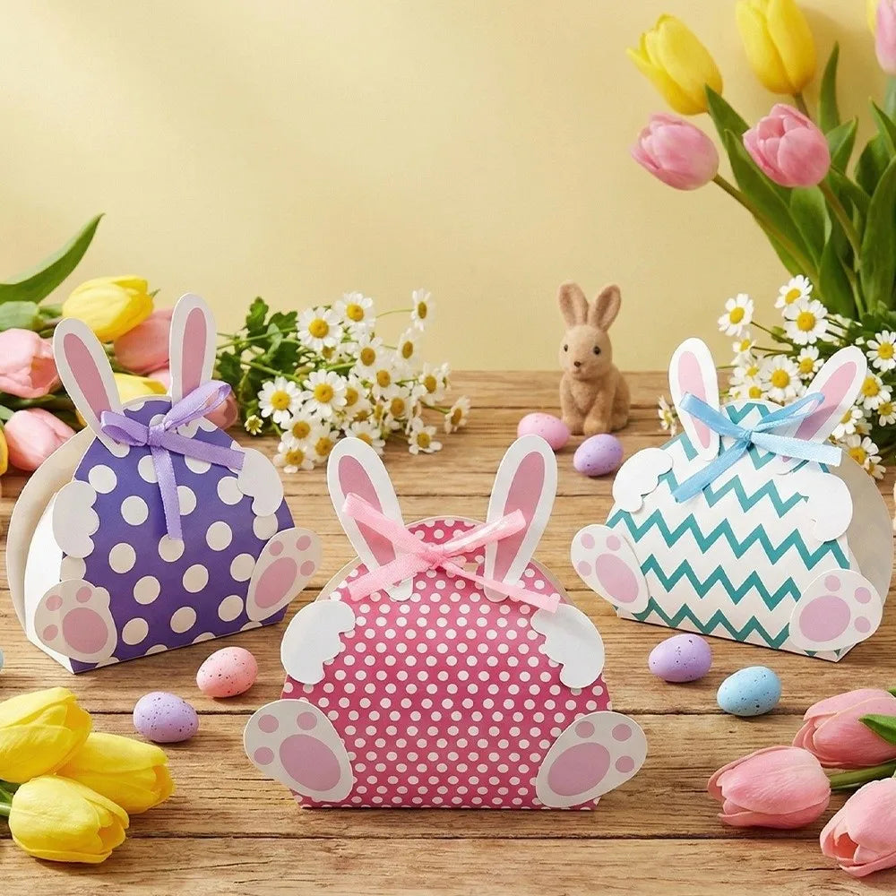 Unique Rabbit Shape Easter Paper Candy Box Empty Colorful Easter Gift Box Large Capacity Cookie Bags Children Favors Vue