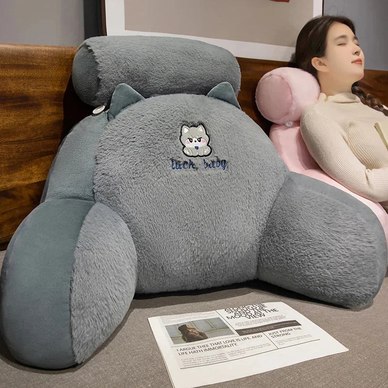 1pc Ergonomic Reading Pillow with Adjustable Back Support,Soft Lumbar Support for Bed, Sofa, Chair,Breathable Polyester Fabric Vue A8 65x40cm