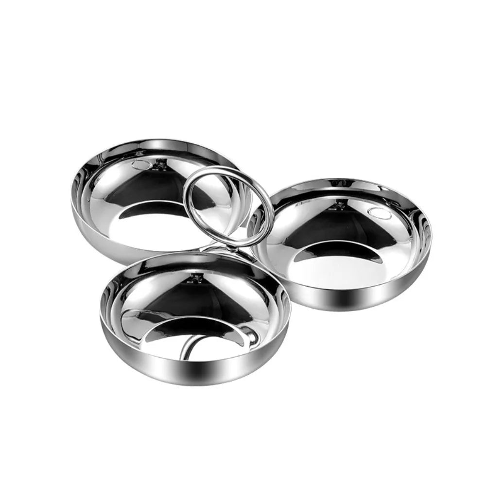 Candy Dish Thick Stainless Steel Serving Bowl with Handle Multipurpose Snack Dish Ice Cream Bowl Round Dessert Plates Party Vue Silver
