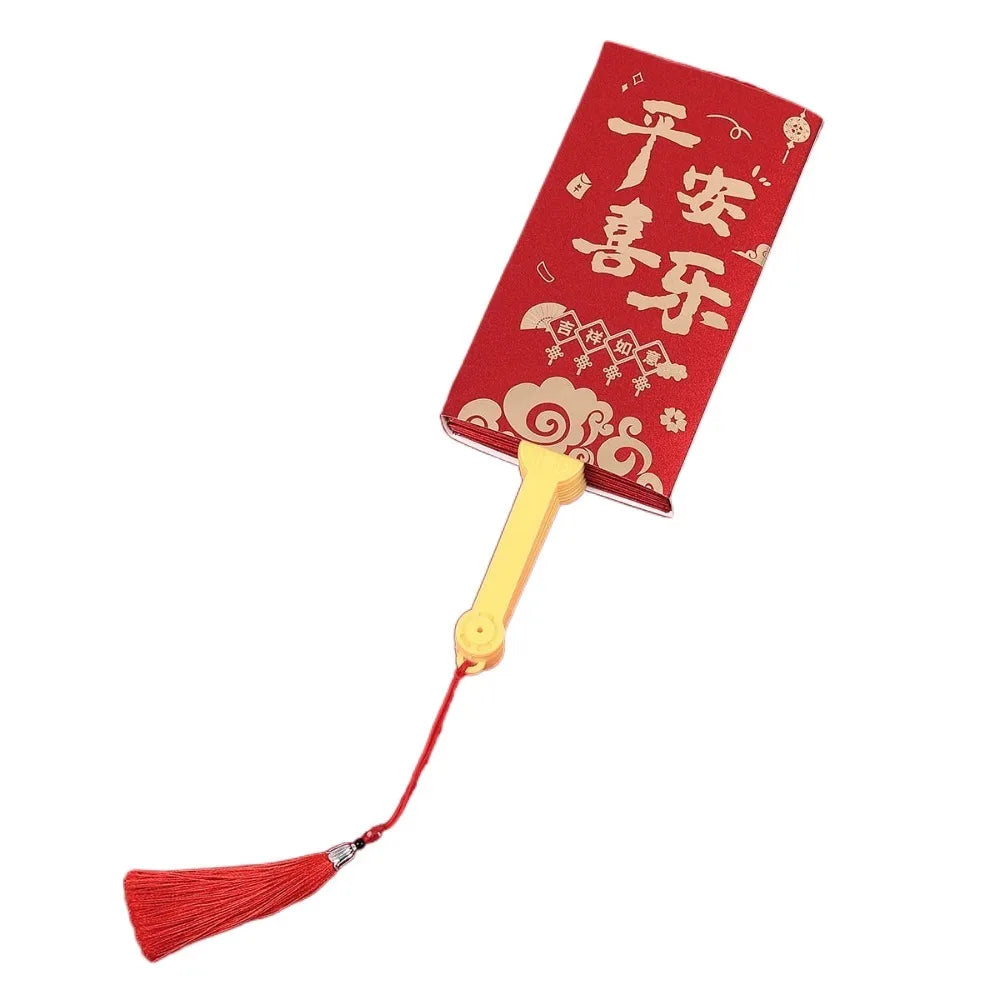 Traditional Fan Design Red Envelope Frosted Hollow Children's Money Bag Bonus Thickened Spring Festival Red Wallet Vue Red 1 5x5x5cm 6 Cards
