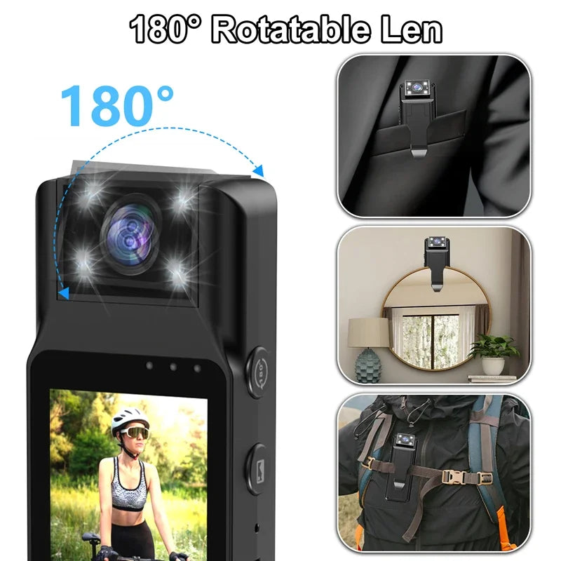 Lenovo Sports Camera Portable Mini Camera 4K HD Wifi Magnetic Back Clip Digital Video Recorder Worn Body Cam Night Vision DVR Vue
