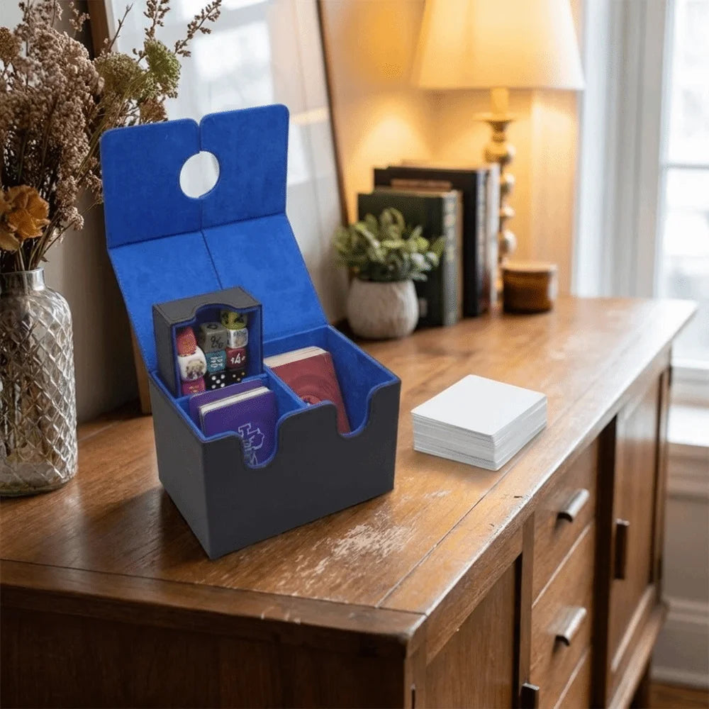 PU Magnet Collectible Card Case Moisture-proof Anti-Slip Card Deck Box with Small Tray Scuff Resistant Trading Cards Storage Box Vue