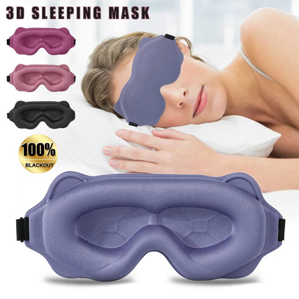 3D Sleep Mask Sleeping Aid Blindfold Block Out Light Portable Soft Vue