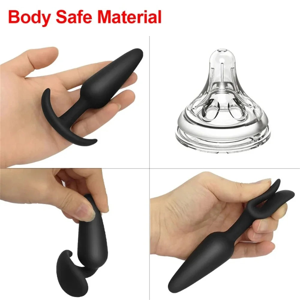 3 Sizes Soft Silicone Back Intimate Trainer Plug External Prostate Massage Progressive Training Toy for Adult Men Women Over 18 Vue