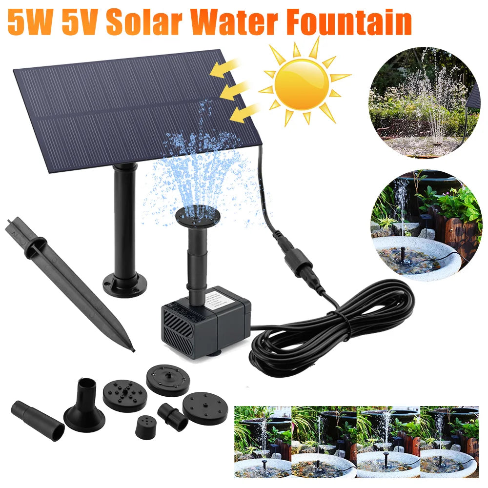 5W 5V Fountain Panel Pump Garden Decoration with Stake Solar Panel Water Pump Watering System Energy Saving Kits for Fish Tank Vue
