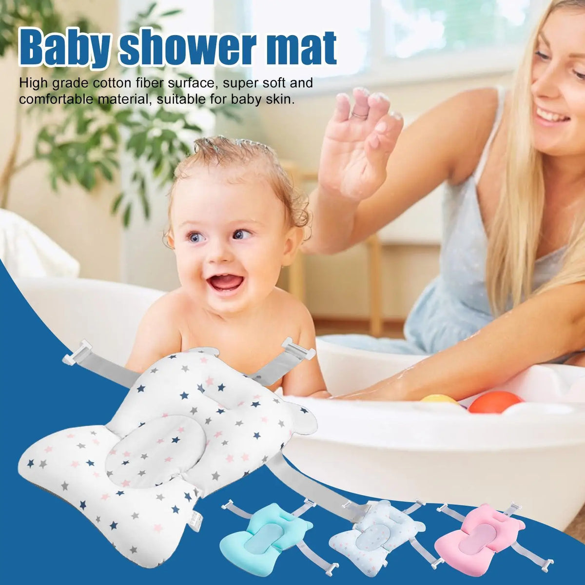 43x28x22cm Anti Slip Bathtub Safety Pad for Kids Young Children Bathing Seat Pad for Home Apartment Bathroom Sink Shower Girl Vue