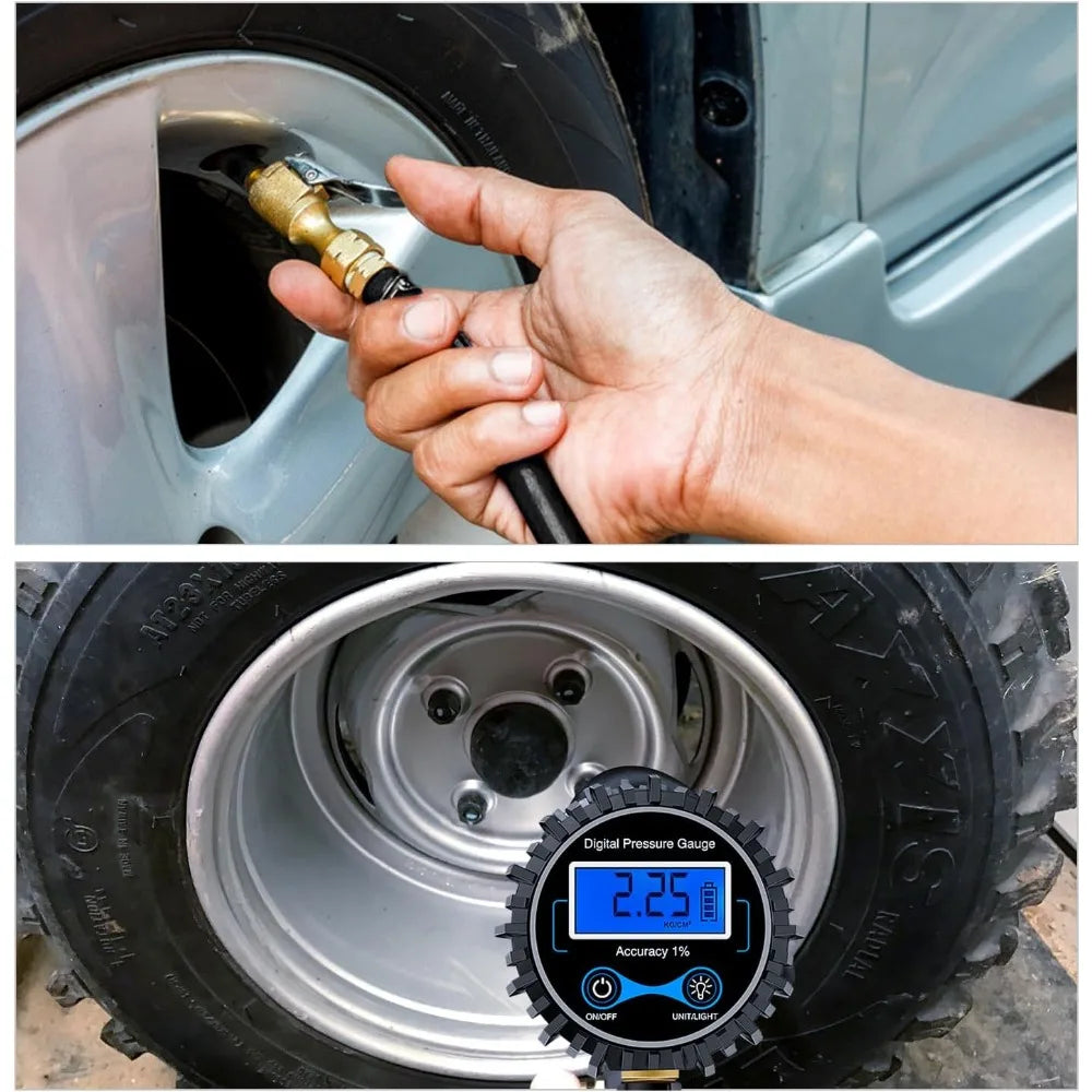 Nilight Digital Tire Inflator Pressure Gauge Pressure Monitoring Gauge Meter Tool Tires Manometer Inflation Gun Inspection Parts Vue