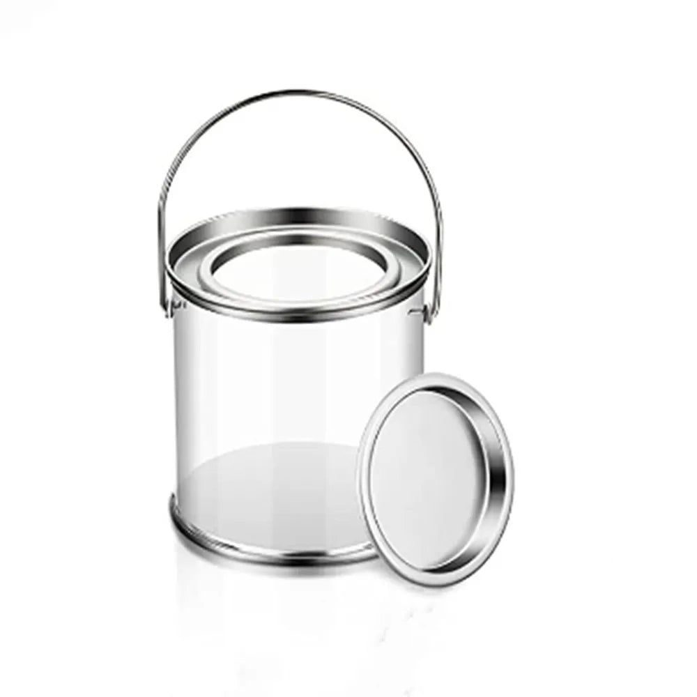 12pc Paint Cans Clear Small Empty Cans with Lids Mini Transparent Bucket with Lid Art Can Containers for Crafts Candy DIY Decor Vue
