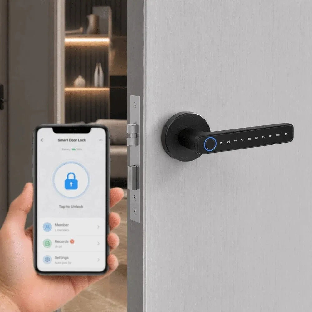 Remote Lock Smart Fingerprint Door Lock Smart Password Electronic Digital Door Handles Bluetooth WiFi Gateway Vue
