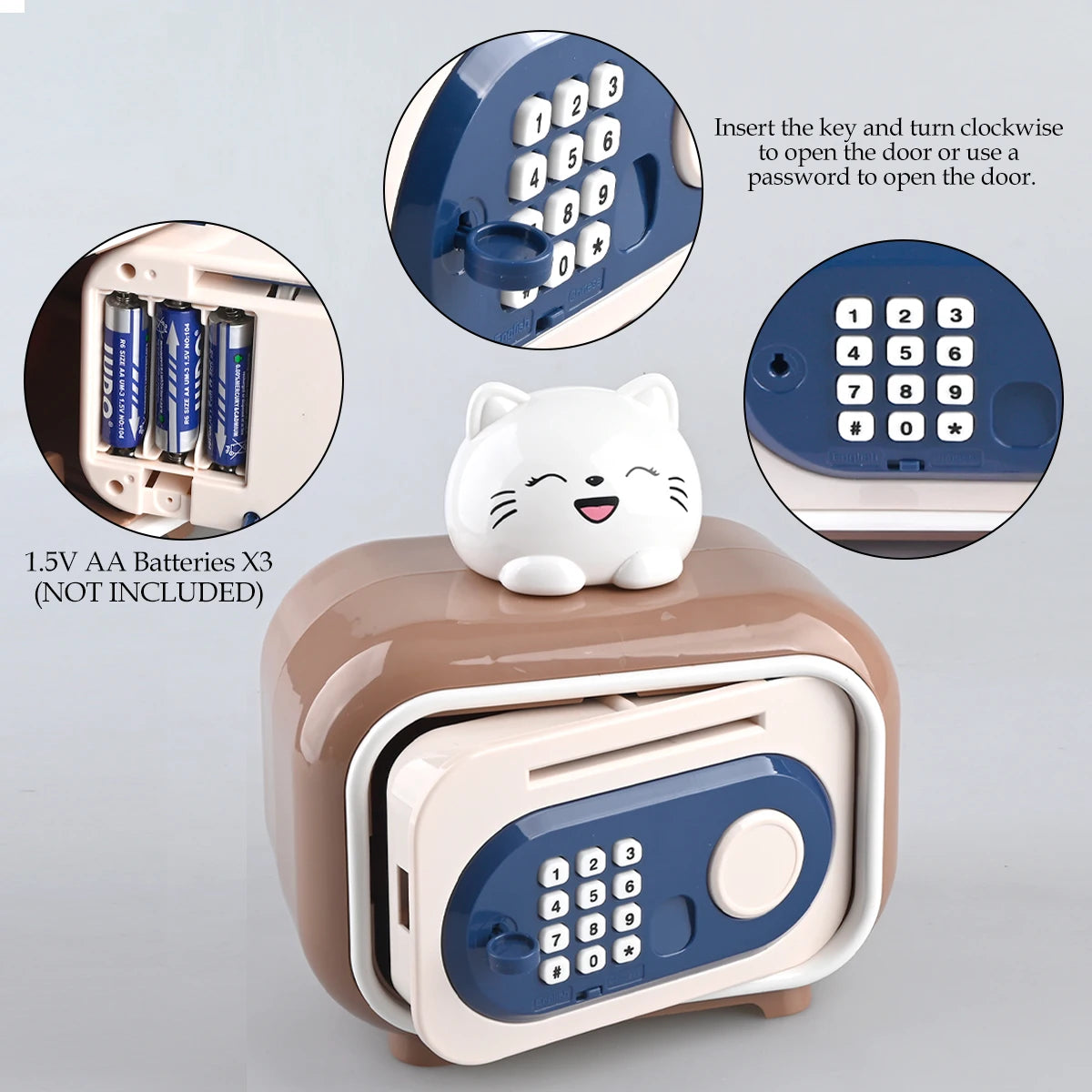 Electronic Piggy Bank Toys, Safe Money Saving Box Coin Banks Password Code Lock ATM Bank Gifts for Kids not Include Battery Vue