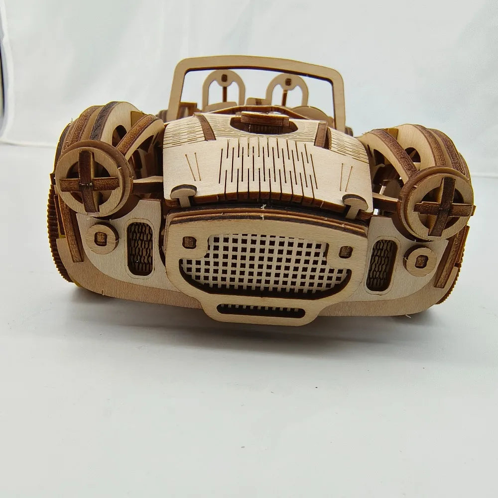 Mechanical Sports Car Toy DIY Handmade Wooden Puzzle Assembly Model Educational Toys Simulation Model Vue