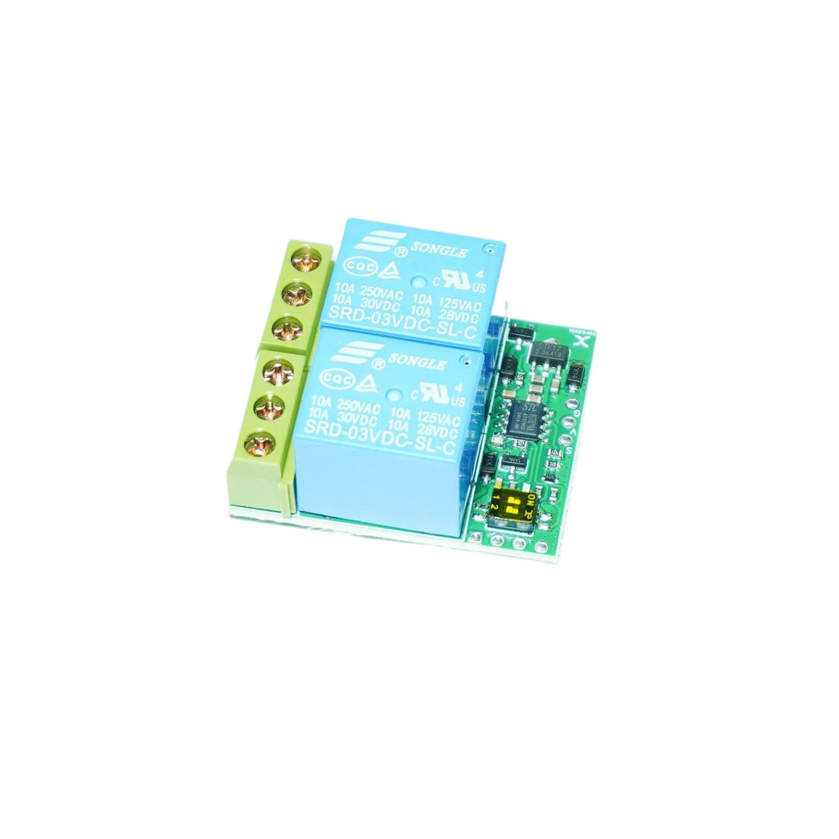 Dual Channel RC Relay Module 4 Working Mode PWM Electronic Switch 3.6-12V 250V/15A for RC Car Boat Motor Forward Reverse Control Vue