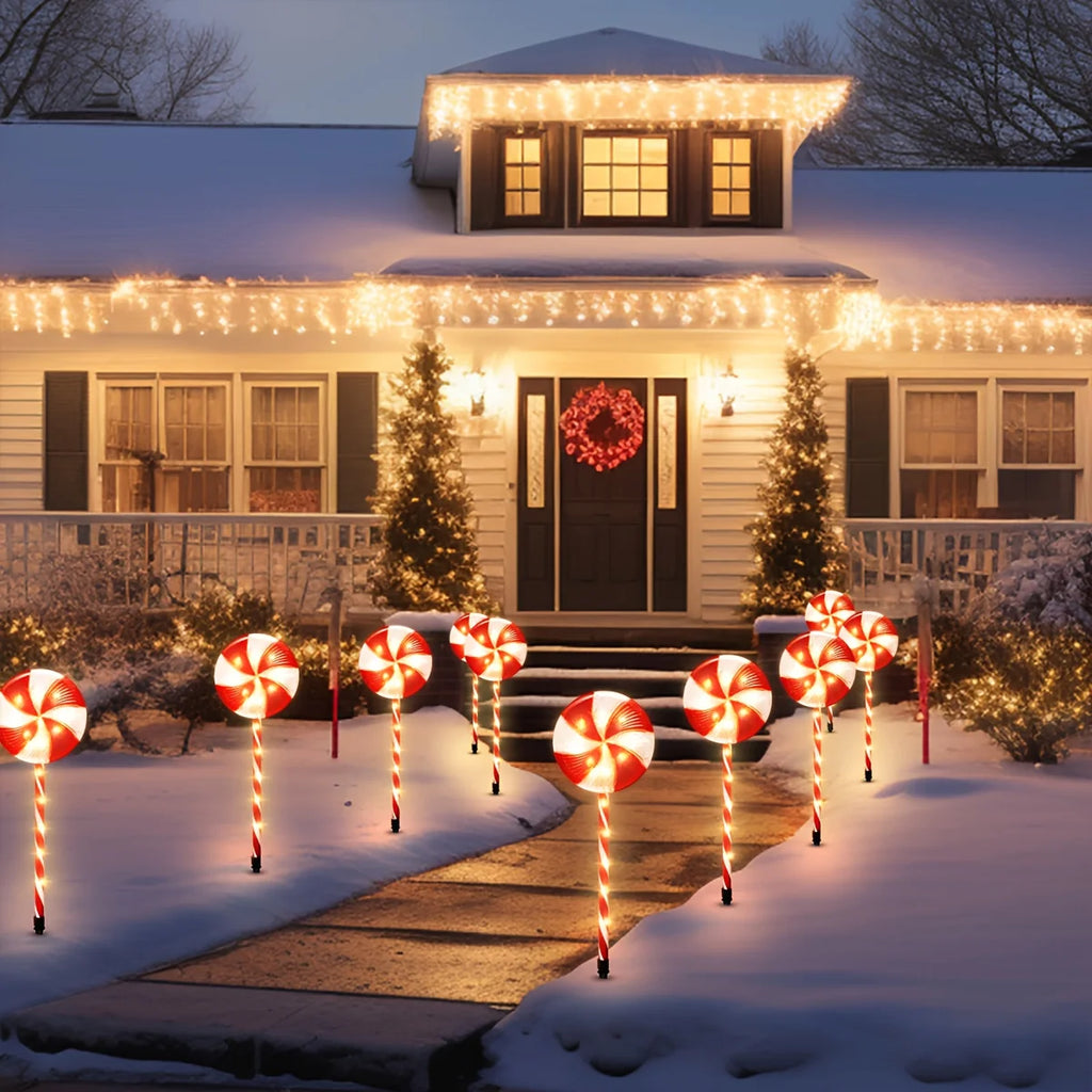5-Pack Solar Christmas Lollipop Lights, 8 Illumination Modes - Indoor/Outdoor Use for Yard, Lawn, Patio & Christmas Party Decor Vue