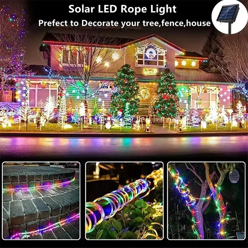 Solar Rope Lights Solar LED Light Path Deck Outdoor Garden Solar String Lights Waterproof Outdoor Lighting Strips 8 Light Modes Vue