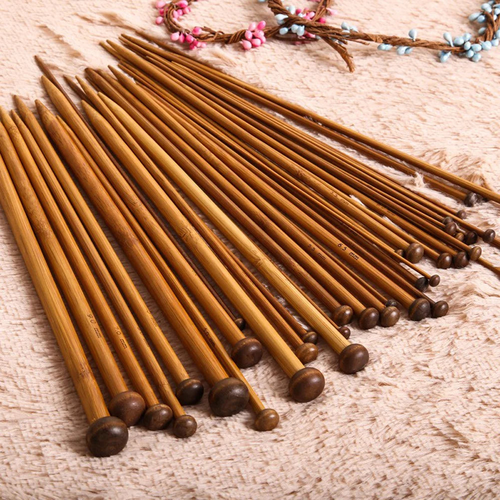 36pc Bamboo Knitting Needles Set – 18 Sizes, Single-Pointed Knitting Needle Set Vue