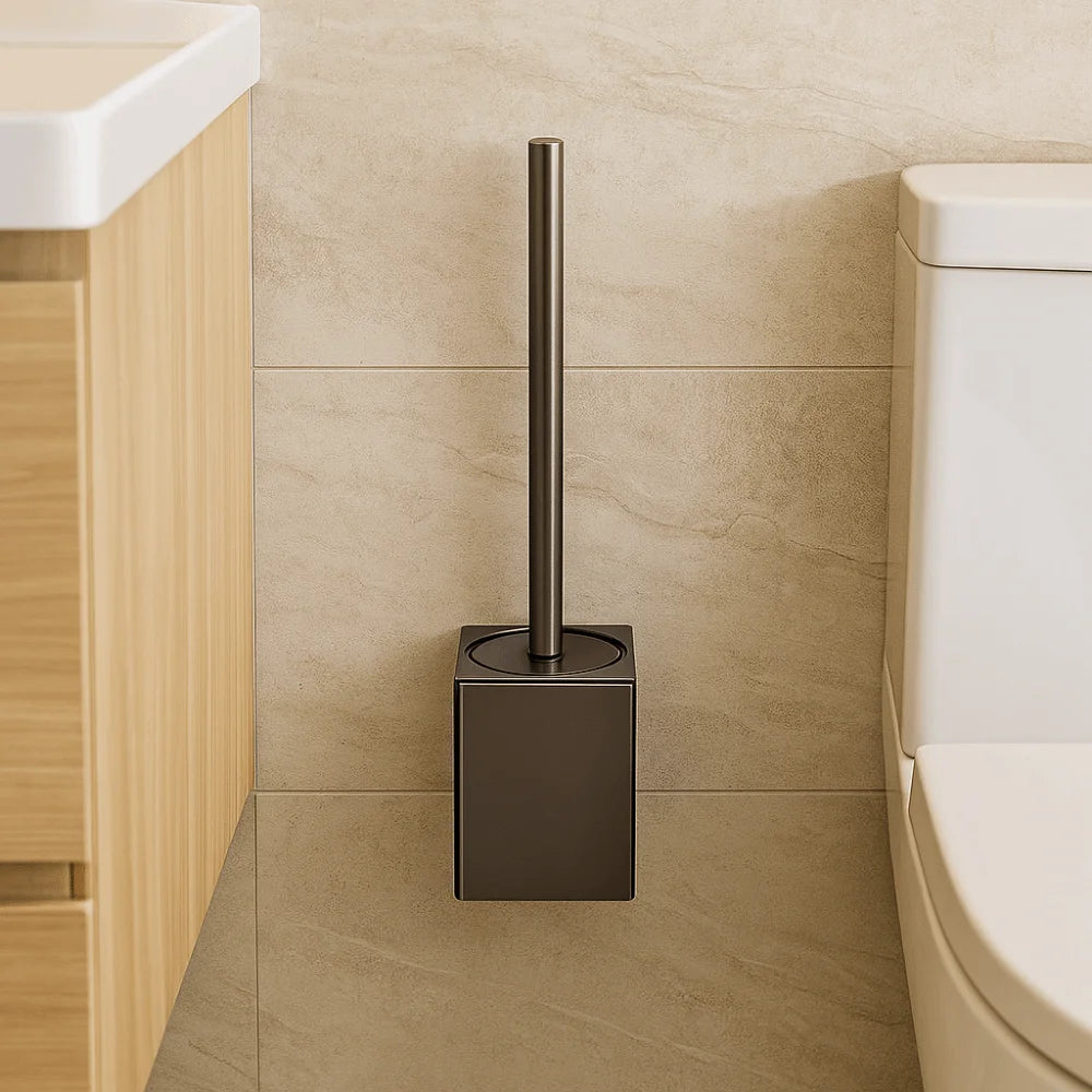 Metal Shell Toilet Brush Set Wall-Mounted Rustproof Toilet Cleaning Brush No Dead Angle Nail Free Installation Vue