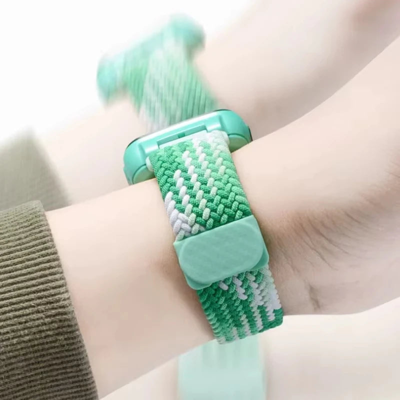 Braided Nylon Magnetic Watch Strap 15mm/17mm Kids Smart Watch Breathable Elastic Wristband Fit for Xiaomi & Mitu R Smart Watches Vue